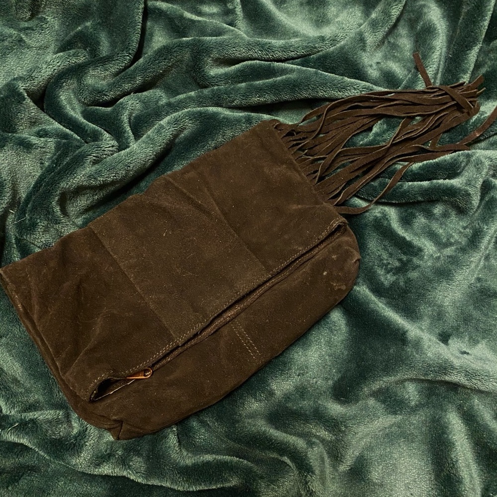 Black suede clutch